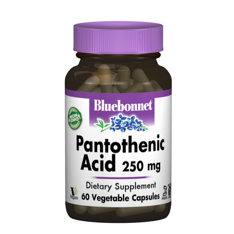 Пантотеновая Кислота (В5) 250мг, Bluebonnet Nutrition, 60 вегетарианских капсул