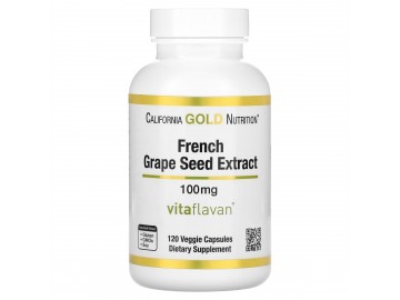 Екстракт кісточок французького винограду, вітафлаван, 100 мг, French Grape Seed Extract, Vitaflavan, California Gold Nutrition, 120 вегетаріанських капсул