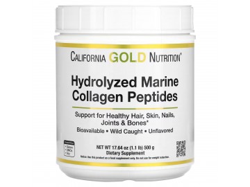 Морський Колаген Гідролізовані пептиди, без ароматизаторів, Hydrolyzed Marine Collagen Peptides, California Gold Nutrition, 500 г