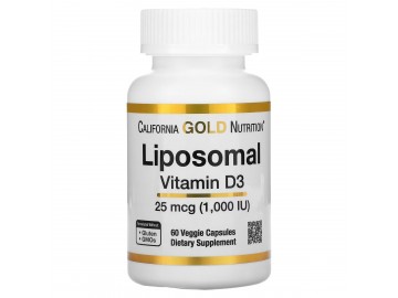 Ліпосомальний Вітамін D3, 1000 МО, Liposomal Vitamin D3, California Gold Nutrition, 60 вегетаріанських капсул