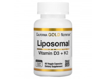 Ліпосомальний Вітамін D3+K2, 1000 МО та 45 мкг, Liposomal Vitamin D3+K2, California Gold Nutrition, 60 вегетаріанських капсул