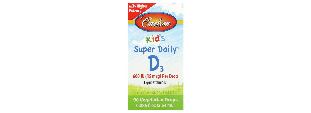 Вітамін D3 для Дітей у Краплях, 600 МО, Kid's Super Daily D3, Carlson, 2.54 мл