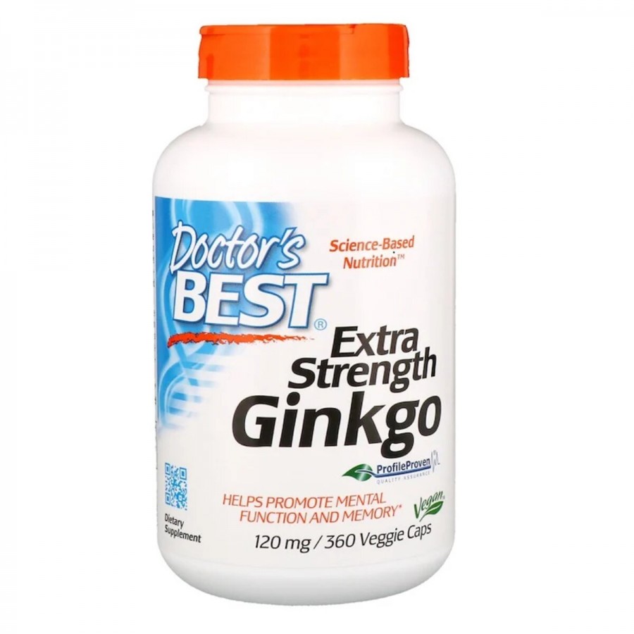 Супер Сильний Екстракт Гінкго 120 мг, Ginkgo Extra Stength Profile Proven, Doctor's Best, 360 вегетаріанських капсул