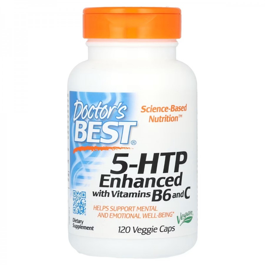 5-HTP (Гідрокситриптофан) з вітамінами B6 і C, 5-HTP with Vitamins B6&C, Doctor's Best, 120 вегетаріанських капсул