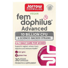 Пробіотики для жінок, 10 млрд КУО, Vegan Fem Dophilus, Advanced, 10 Billion CFU, Jarrow Formulas, 30 вегетеріанських капсул