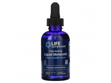 Мелатонін рідкий, швидкодіючий з цитрусово-ванільним смаком, Fast-Acting Liquid Melatonin, Life Extension, 2 рідких унції (59 мл)