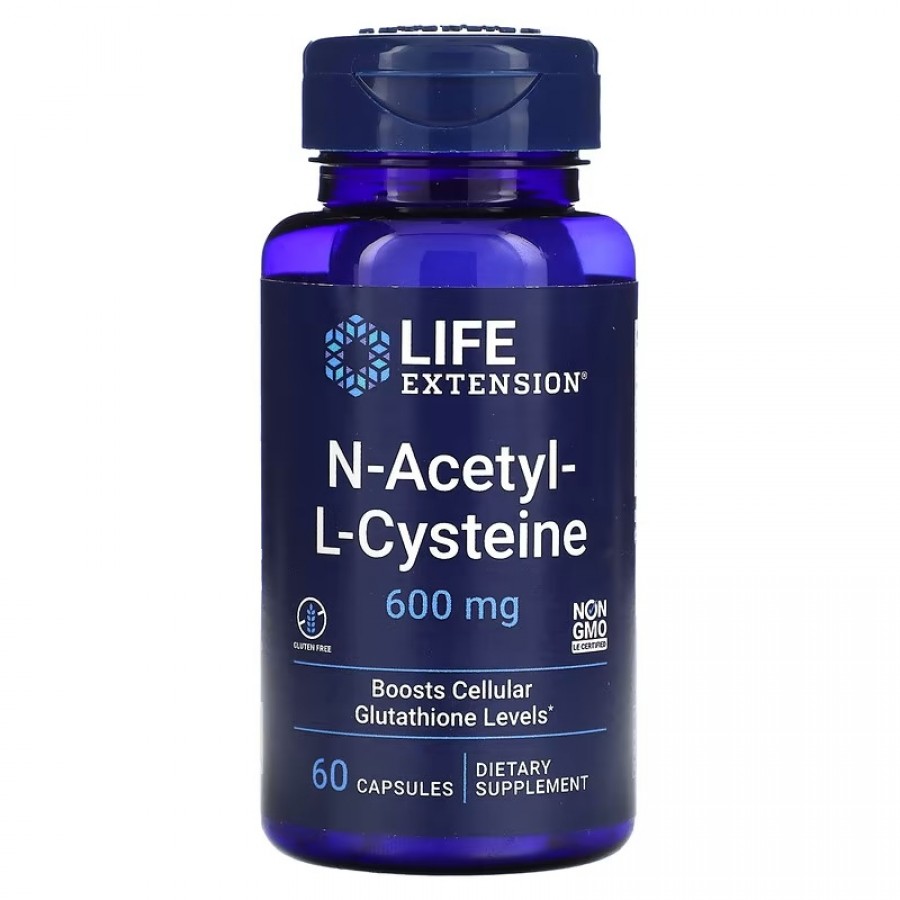 N-ацетил-L-цистеїн, 600 мг, NAC N-Acetyl-L-Cysteine, Life Extension, 60 капсул