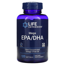 Рыбий жир с мега EPA/DHA, Mega EPA/DHA, Life Extension, 120 гелевых капсул