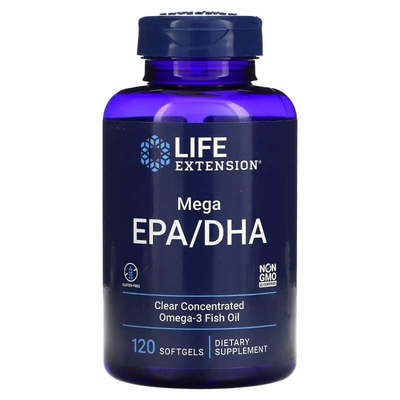 Рыбий жир с мега EPA/DHA, Mega EPA/DHA, Life Extension, 120 гелевых капсул