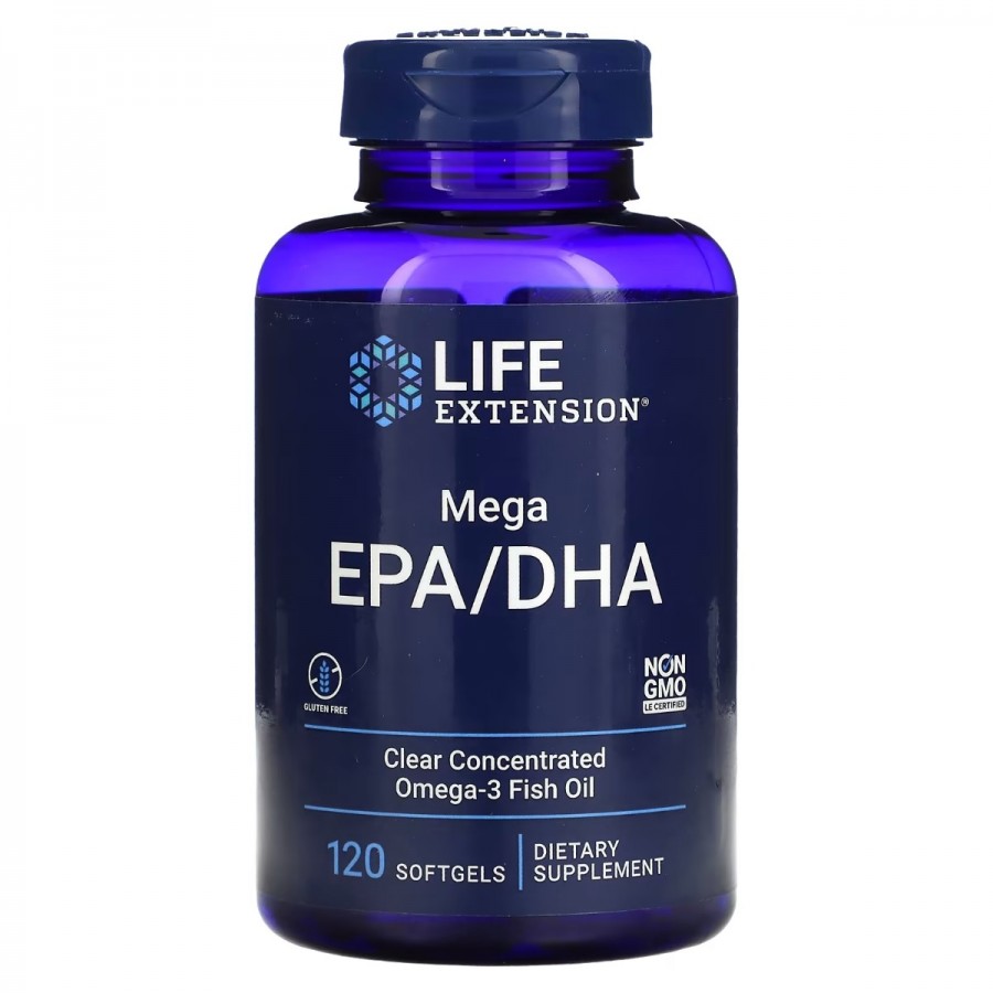 Риб'ячий жир з мега ЕПК/ДГК, Mega EPA/DHA, Life Extension, 120 гелевих капсул