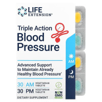 Защита артериального давления тройным действием, Triple Action Blood Pressure, Life Extension, 2 упаковки по 30 вегетарианских таблеток