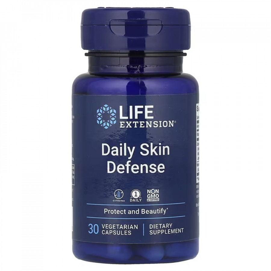 Щоденний захист шкіри, Daily Skin Defense, Life Extension, 30 вегетаріанських капсул