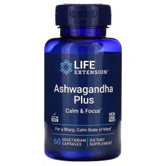 Ашваганда Плюс, Ashwagandha Plus, Life Extension, 60 вегетаріанских капсул
