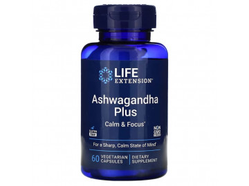 Ашваганда Плюс, Ashwagandha Plus, Life Extension, 60 вегетаріанських капсул