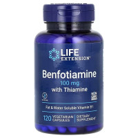 Бенфотіамін з тіаміном, 100 мг, Benfotiamine with Thiamine, Life Extension, 120 вегетаріанських капсул