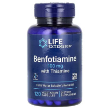 Бенфотіамін з тіаміном, 100 мг, Benfotiamine with Thiamine, Life Extension, 120 вегетаріанських капсул