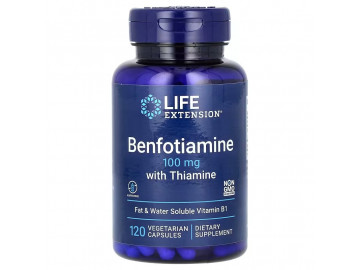 Бенфотіамін з тіаміном, 100 мг, Benfotiamine with Thiamine, Life Extension, 120 вегетаріанських капсул