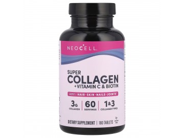 Супер Колаген з Вітаміном C та Біотином, Super Collagen + Vitamin C & Biotin, NeoCell, 180 таблеток