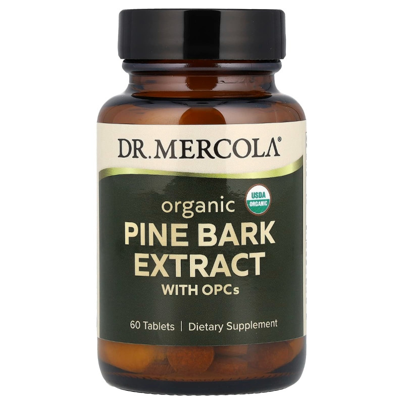 Органічний екстракт соснової кори з ОРС, Pine Bark Extract with OPCs, Dr. Mercola, 60 таблеток