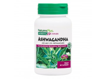 Ашваганда, 450 мг, Ashwagandha, Herbal Actives, Natures Plus, 60 Вегетаріанських Капсул