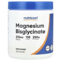 Магній бісгліцинат, без смаку, Magnesium Bisglycinate, Nutricost, 250 гр