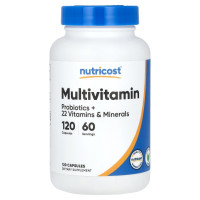 Мультивітаміни з пробіотиками, Multivitamin, Probiotics + 22 вітаміни та мінерали, Nutricost, 120 капсул