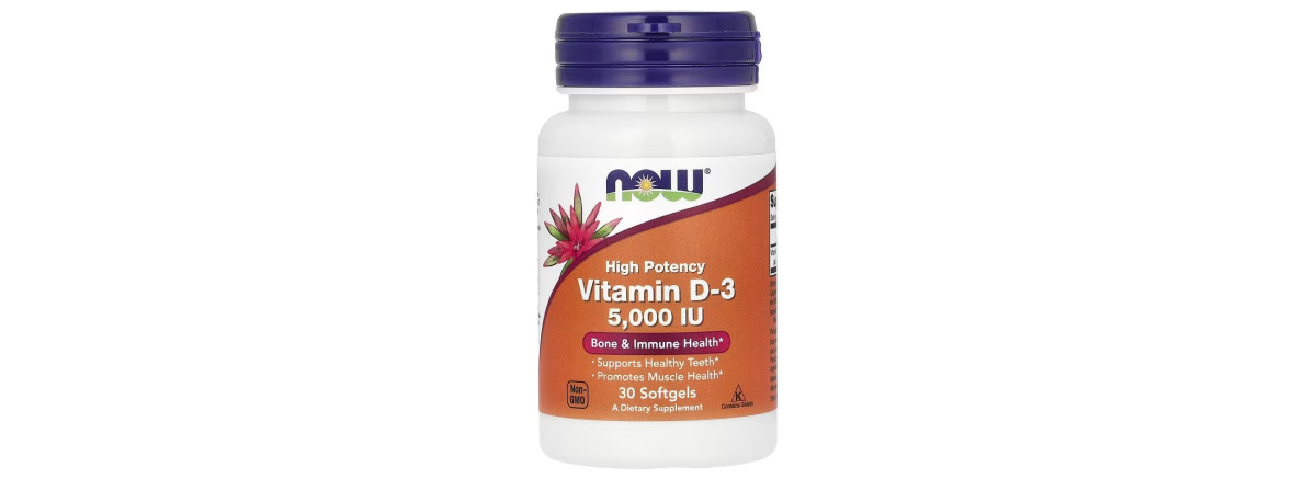 Вітамін D3, 5000 МО, високої ефективності, Vitamin D-3, High Potency, Now Foods, 30 гелевих капсул
