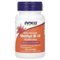 Вітамін B12, Метилкобаламін, 10 000 мкг, Methyl B-12, Now Foods, 60 льодяників