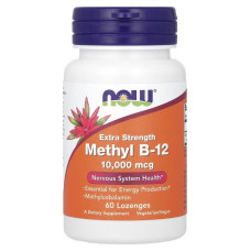Вітамін B12, Метилкобаламін, 10 000 мкг, Methyl B-12, Now Foods, 60 льодяників