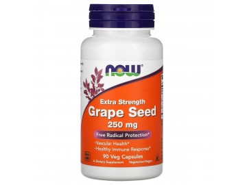 Екстракт виноградних кісточок, 250 мг, Extra Strength Grape Seed, Now Foods, 90 вегетаріанських капсул