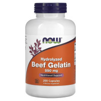 Гидролизованный говяжий желатин, 550 мг, Hydrolyzed Beef Gelatin, Now Foods, 200 капсул