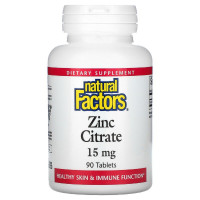 Цитрат цинку, Zinc Citrate, Natural Factors, 15 мг, 90 таблеток