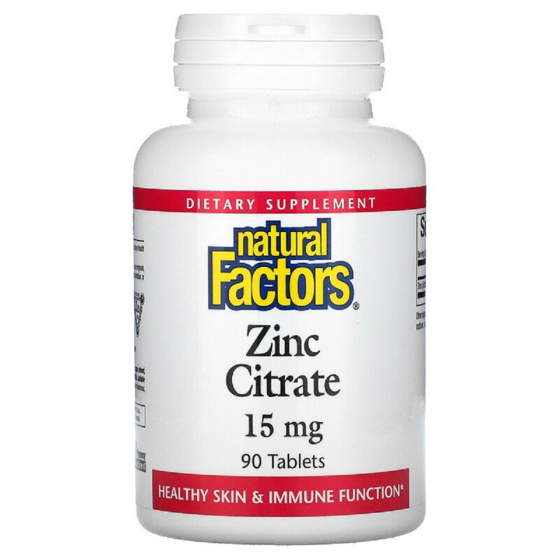 Цитрат цинка, Zinc Citrate, Natural Factors, 15 мг, 90 таблеток
