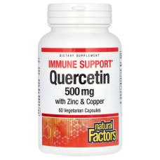 Кверцитин з цинком та міддю, 500 мг, Quercetin with Zinc & Copper, Natural Factors, 60 вегетаріанських капсул