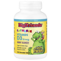 Витамин D3 для детей, 10 мкг (400 МЕ), вкус ягод, Chewable Vitamin D3, Natural Factors, 250 жевательных таблеток
