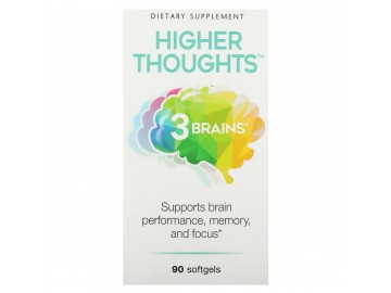 Підтримка роботи мозку, 3 Brains, Higher Thoughts, Natural Factors, 30 гелевих капсул