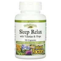 Сон та розслаблення з валеріаною та хмелем, Sleep Relax with Valerian&Hops, Natural Factors, 90 капсул