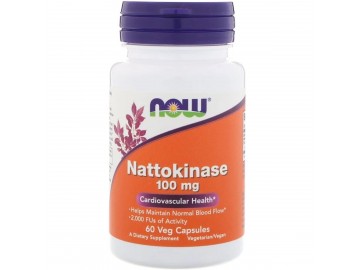 Наттокіназа, 100 мг, Nattokinase, Now Foods, 60 вегетаріанських капсул