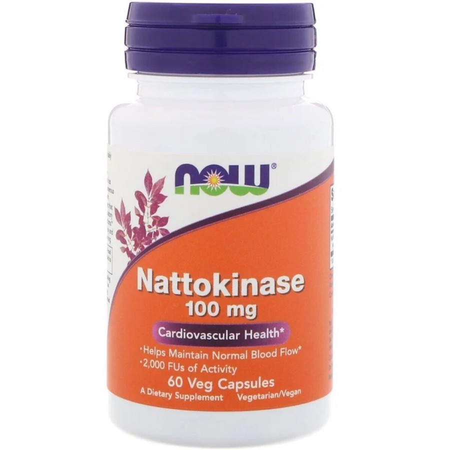 Наттокіназа, 100 мг, Nattokinase, Now Foods, 60 вегетаріанських капсул