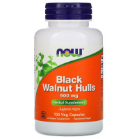 Черный орех 500 мг, Black Walnut Hulls, Now Foods, 100 вегетарианских капсул