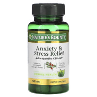 Снятие тревоги и напряжения с ашвагандой, Anxiety & Stress Relief, Ashwagandha KSM-66, Nature's Bounty, 50 таблеток