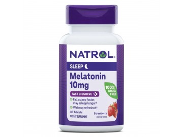 Мелатонін швидкорозчинний, 10 мг, смак полуниці, Melatonin, Fast Dissolve, Natrol, 30 таблеток