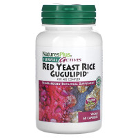 Красный дрожжевой рис + гуггулстероны, Herbal Actives, Natures Plus, 60 вегетарианских капсул