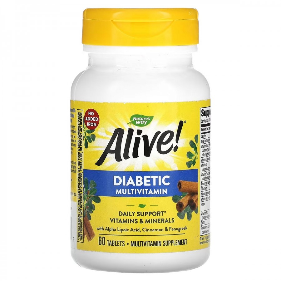 Діабетичні мультивітаміни, Alive! Diabetic Multivitamin, Nature's Way, 60 таблеток