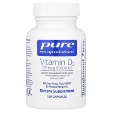 Вітамін D3, 125 мкг, Vitamin D3, Pure Encapsulations, 120 капсул