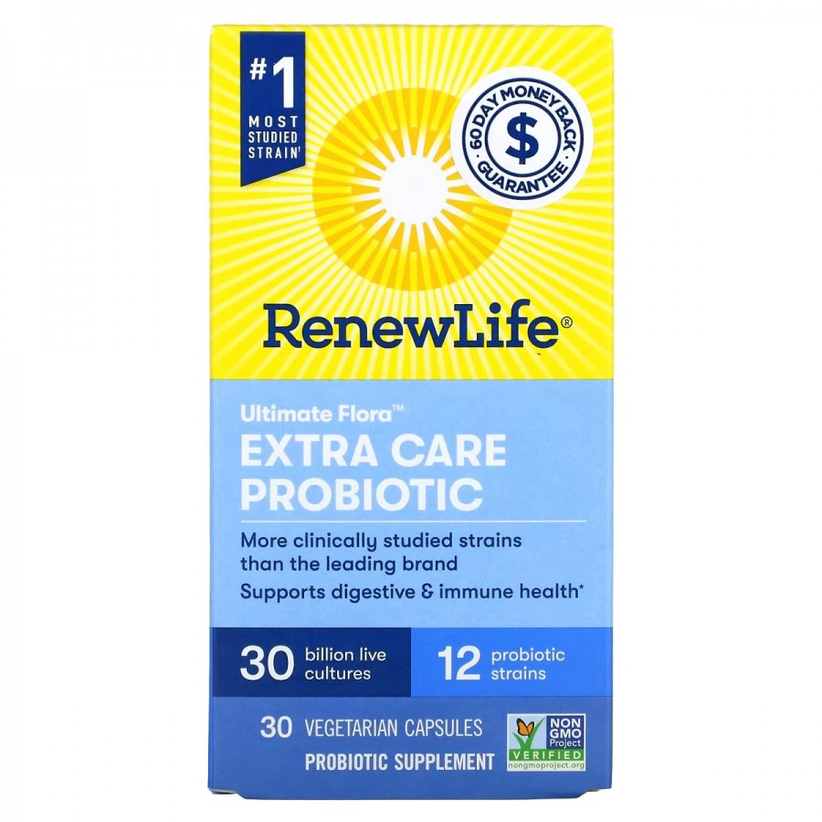 Пробіотик, 30 млрд КУО, Ultimate Flora Extra Care Probiotic, Renew Life, 30 вегетаріанських капсул