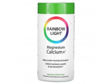 Магній Кальцій +, Magnesium Calcium +, Food-Based Formula, Rainbow Light, 90 таблеток