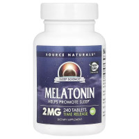Мелатонин медленного высвобождения, 2 мг, Мелатонин, Source Naturals, 240 таблеток