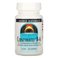 Коензим Вітаміну B6, 25 мг, Coenzymated™ Vitamin B6, Source Naturals, 30 таблеток для розсмоктування