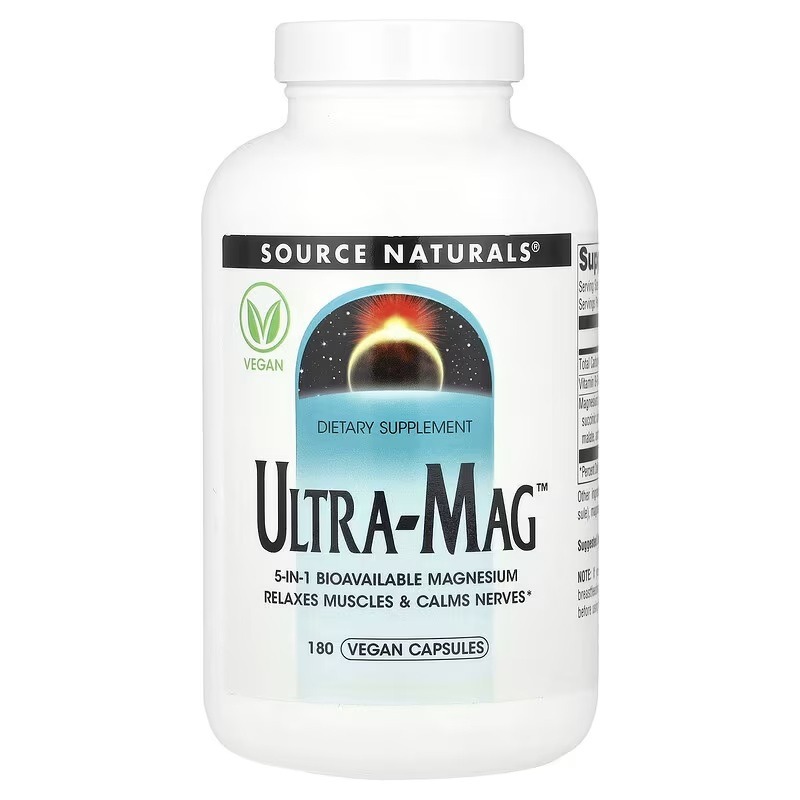 Ультра Магній та Вітамін B6, Ultra-Mag, Source Naturals, 180 веганських капсул